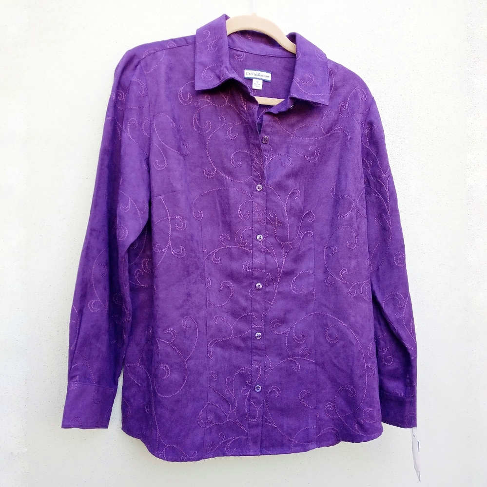 Croft & Barrow Purple Button Down Long Sleeve Med